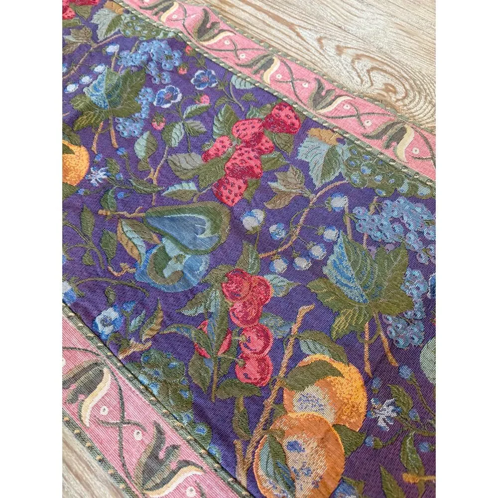 Vintage Tapisserie Tapestry Woven Art Summer Fruit Table Runner